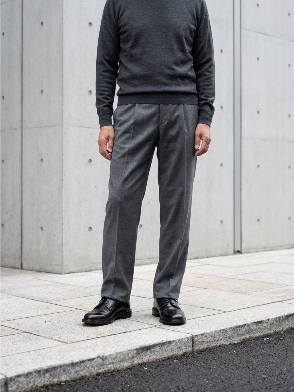 Hugo Boss Charcoal Grey Pleated Dress Pants